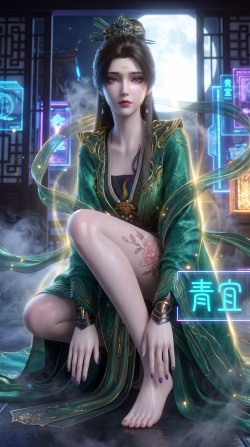 王平老婆青宜 仙逆 国漫女神 颜值美貌 纹身美腿