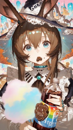 明日方舟阿米娅 彩色棉花糖可乐 二次元少女角色壁纸