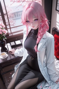 居家古典粉色头发二次元御姐手机壁纸分享