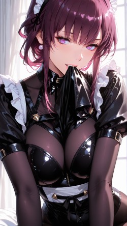 崩坏星穹铁道 卡芙卡女仆装版 二次元紫色连体蕾丝福利