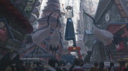 女孩 绘画 仙鹤 行人 街景 动漫桌面壁纸