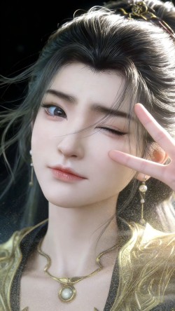 凡人修仙传燕茹嫣调皮可爱比耶，反差感AI创作