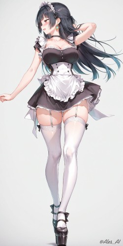 绝区零女仆装小队 零扳机 耀嘉音 伊芙琳 白丝吊带<strong>大长腿</strong>