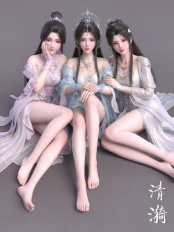 清漪 三人版合照 国漫动漫 AI动漫二创 完美世界女主 又开后宫