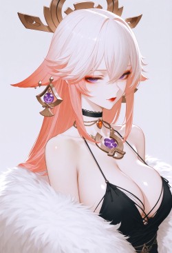 原神 雷电将军 八重神子 白毛