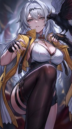 你在看什么？二次元游戏绝区零仪玄，黑丝过膝袜乌鸦