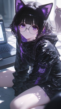 一口甜二次元治愈系可爱猫娘壁纸