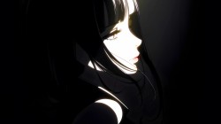 黑白风格动漫女孩侧脸桌面壁纸