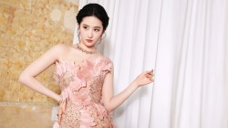 刘亦菲梦幻粉色裙子美女桌面壁纸