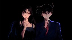 【名侦探柯南】小兰 柯南 二次元简约酷帅 桌面壁纸 黑色系