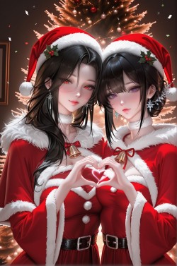 圣诞节版二次元御姐美图壁纸 红色真的很喜庆