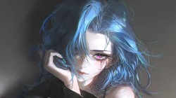 英雄联盟LOL金克斯二次元壁纸 电脑桌面 高清壁纸 蓝色长头发