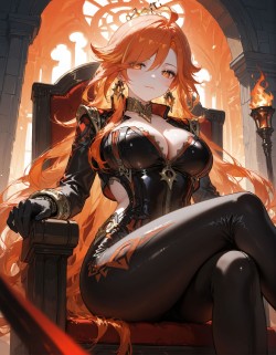 二次元美图 皮衣【原神 玛薇卡 火神】大长腿