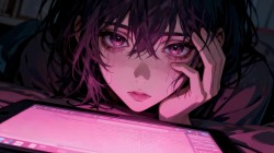 粉瞳动漫少女电脑壁纸 二次元无水印壁纸、二次元优质同人图