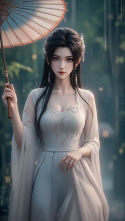 雨中陆雪琪，撑伞漫步的诗意瞬间。诛仙 #动漫 #女神