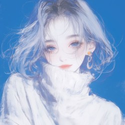 “蓝色”#绘画 #插画 #蓝色系 #仙气头像 #美炸了