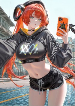 绝区零运动风的奥菲斯 手机壁纸 泳池 ai绘画