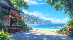 夏日海边花店风景壁纸