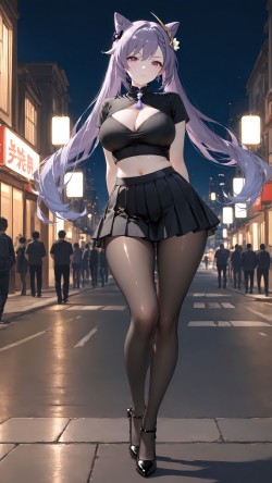 原神 刻晴 黑丝 丝袜 百褶裙