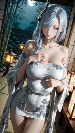 原神 申鹤 古风美女 完美身材 ai绘画