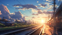 铁路风景夕阳壁纸