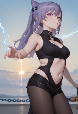 摄影模特风格！原神 刻晴 壁纸 二次元