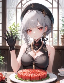 二次元【鸣潮 散华】二次元少女 餐厅 美食