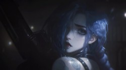 金克斯 长辫子 回头 雨水 动漫桌面壁纸