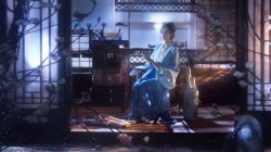 蓝色古风衣服美女孟子义桌面壁纸