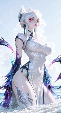 伊芙琳 英雄联盟LOL 二次元美女壁纸图片 超美身材冷白皮肤