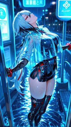 二次元游戏壁纸 原神仆人阿蕾奇诺 黑丝<strong>大长腿</strong> 冷色调