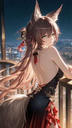 崩坏星穹铁道停云 二次元游戏人物角色 兽耳尾巴露背旗袍