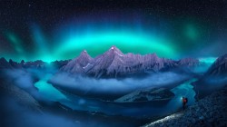 极光风景 山脉 桌面壁纸