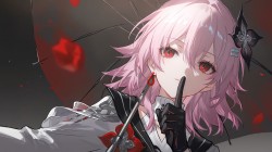 电脑桌面壁纸 二次元壁纸 长夜月 嘘手势 雨伞