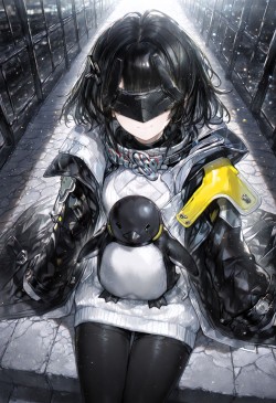 咕咕嘎嘎大人版 二次元女孩 AI绘画 小企鹅管理员