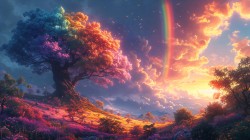 树彩虹风景唯美桌面壁纸