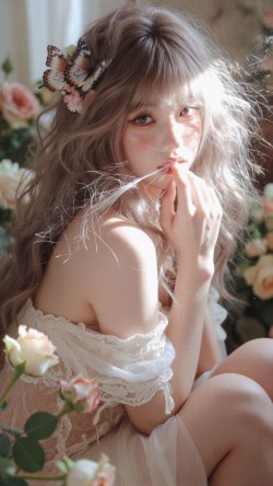 森女系油画风少女 拍照姿势不重样 美女壁纸 手机壁纸