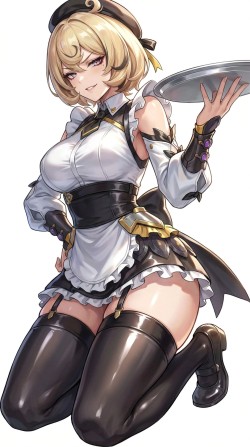 欢迎来到新艾利都甜心暖屋。绝区零女仆装，二次元游戏美女壁纸过膝袜黑丝吊带