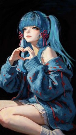 原神 神里绫华 二次元游戏 ai插画壁纸 双马尾女孩 手机壁纸