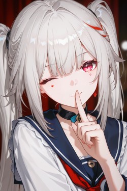 反差学妹星穹铁道花火 ai绘画 白色头发女孩图片