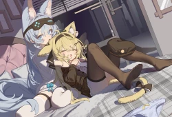 温馨 房间 兽耳 二次元可爱少女 电脑桌面壁纸图片