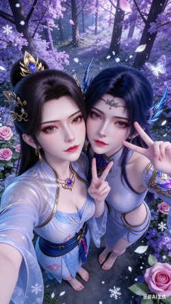 《斗破苍穹》青仙子X玄衣自拍，国漫动漫美女壁纸，超高清豆包AI生成