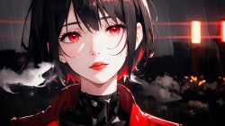 红唇，红色眼睛，红瞳，短发，动漫美女御姐壁纸图片