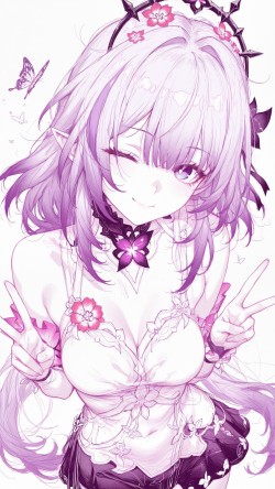 崩坏星穹铁道遐蝶 ai绘画线稿美图高清壁纸比耶