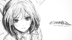 简单铅笔画女生 短发 黑白素描动漫壁纸