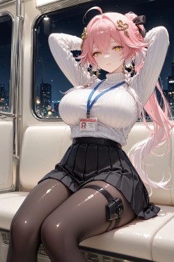 二次元少女美图【鸣潮 长离】地铁 大长腿 丝袜 黑丝