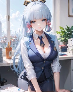 二次元女孩 【原神 神里绫华】职场 制服