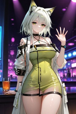 胜利女神nikke 游戏二次元女孩 酒店场景 啤酒红酒霓虹灯