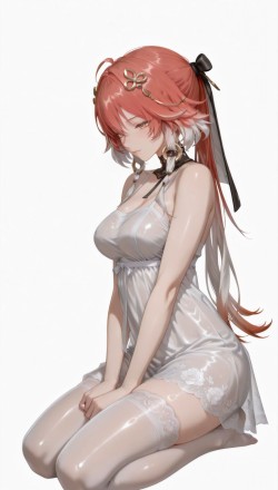 游戏鸣潮长离 二次元手游壁纸 睡衣白丝袜过膝袜