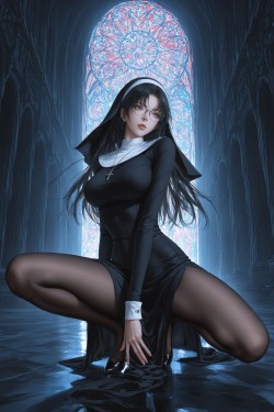 妃英理 修女 二次元 动漫二创 丝袜黑丝大长腿